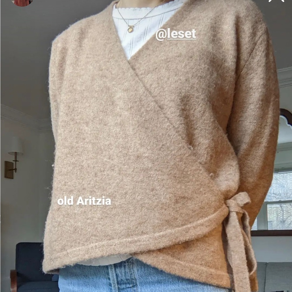 Aritzia Bavarian camel wrap sweater